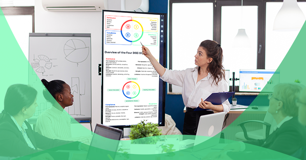 Learning and development professional doing a DISC workshop